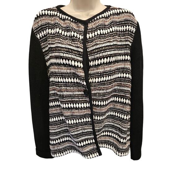 Chico's Jackets & Blazers - Chicos size 2 (L)  NWOT twill brown black shaket metallic strands career casual